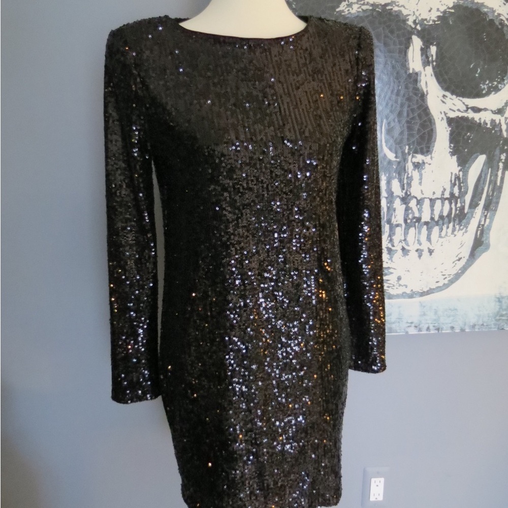 Express Black Sequin Dress - Picture 3 of 6